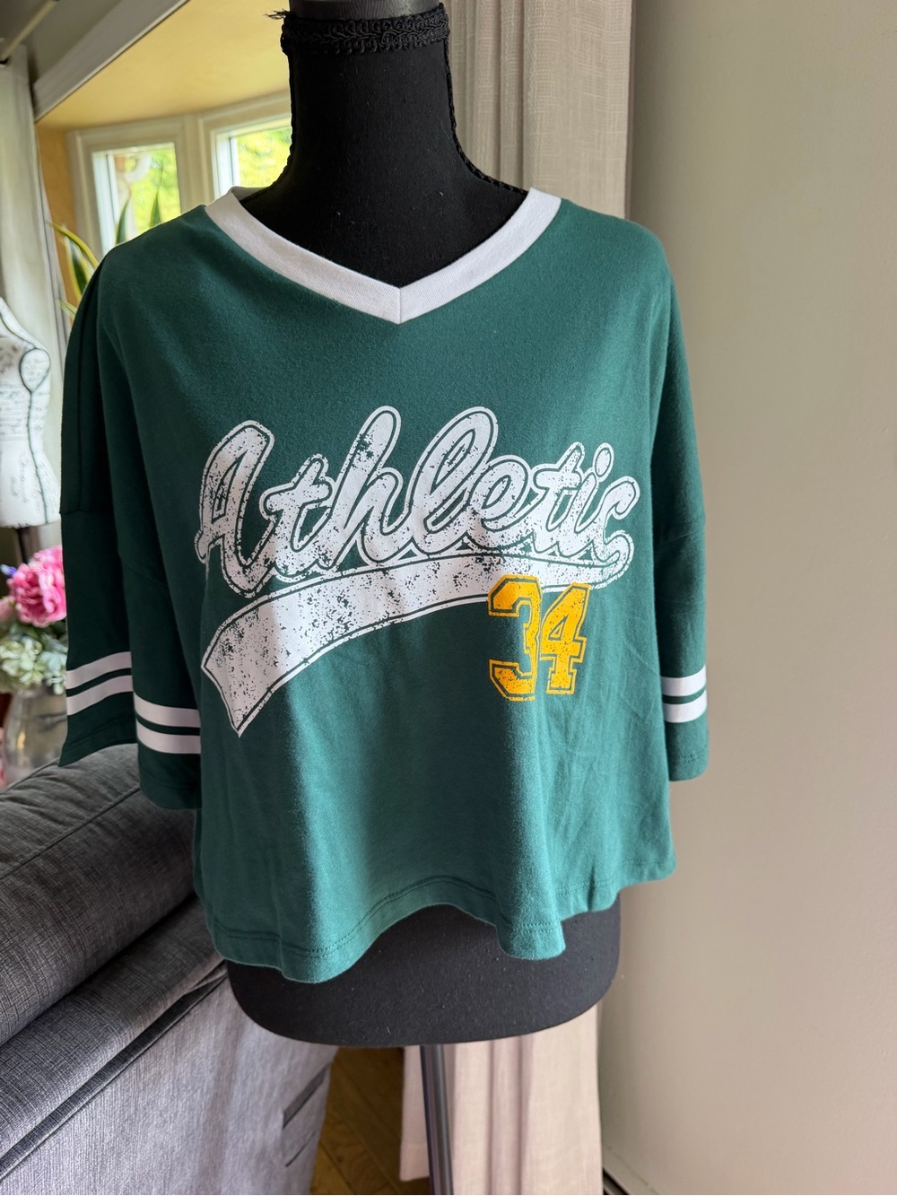 Social Culture Green Graphic Tee with White Trim